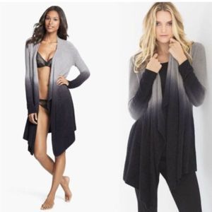 Barefoot Dreams Bamboo Chic Lite Ombre Waterfall Open Cardigan In Gray Size L/XL